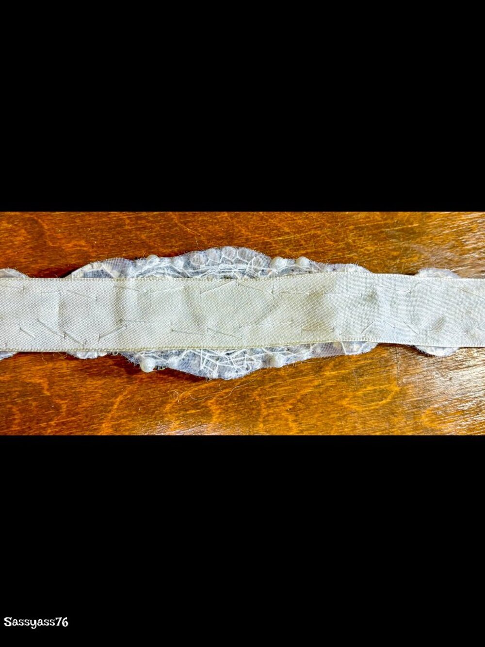 🆕HANDCRAFTED▪️Faux Pearl Crystal Rhinestone Extra Long Ivory Satin Ribbon Belt - Picture 4 of 6